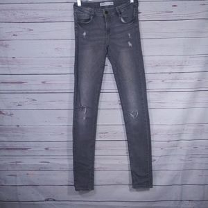 Zara Tarafluc grey distressed skinny Jeans sz 4